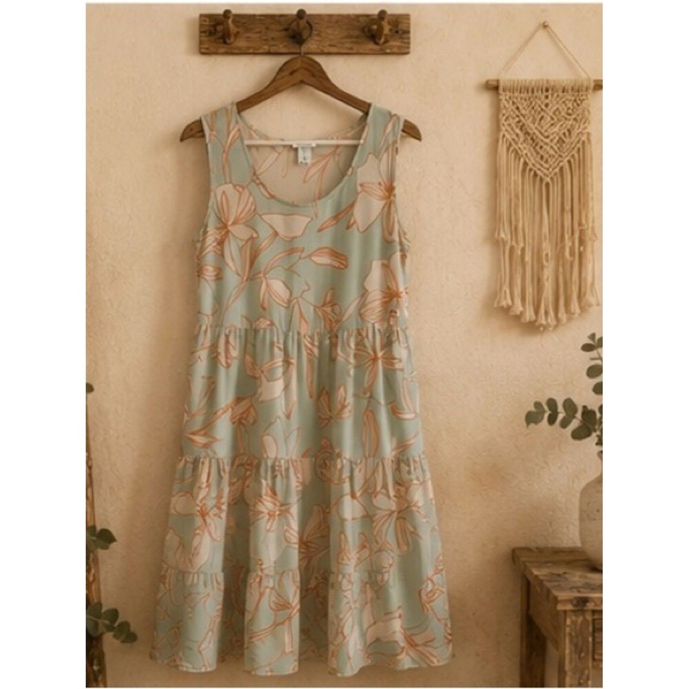 Ava & Viv Floral Dress Summer Tiered Sleeveless Floral Print Size X